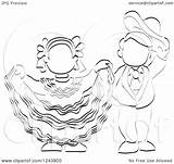 Clipart Mexican Folk Dress Folklorico Dancing Sketched Girl Boy Coloring Pages Ballet Illustration Dance Royalty Vector Dresses Rey David Clipground sketch template
