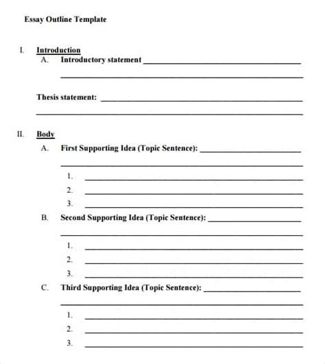 essay outline templates word excel  formats