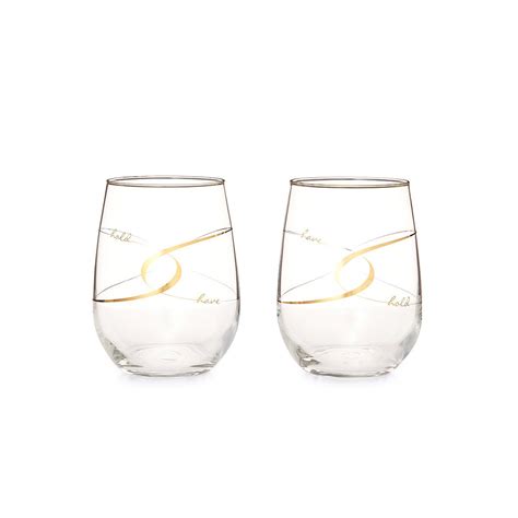 have and hold stemless wine glasses set of 2 wedding goblets