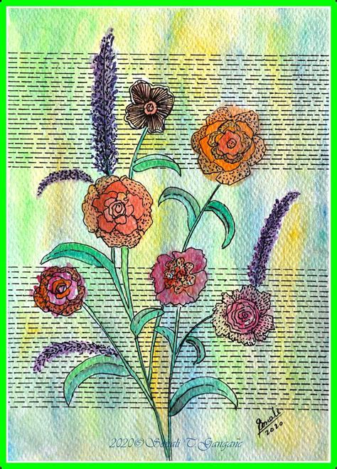 flower stem drawing  sonali gangane fine art america