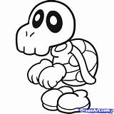 Mario Coloring Bones Koopa Dry Pages Bros Troopa Characters Super Game Drawing Paper Draw Star Printable Kids Drawings Cancer Step sketch template