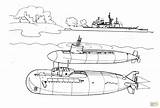 Coloring Pages Two Printable Submarines Warship Games Skip Main Drawing sketch template