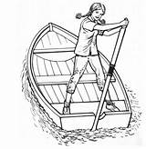 Boat Coloring Pages Ship Rowing Girl sketch template
