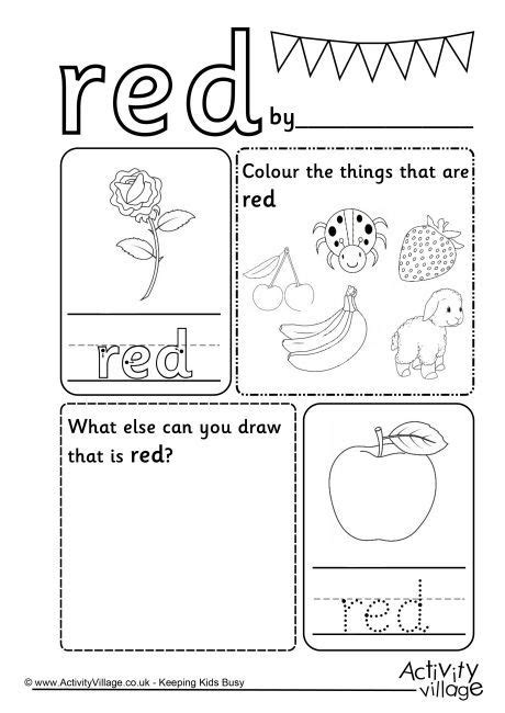 color red worksheet  preschool