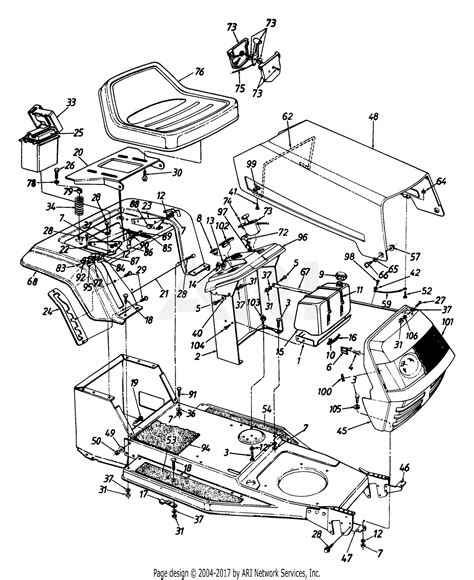 mtd hf  lawn tractor    parts diagram  complete assembly