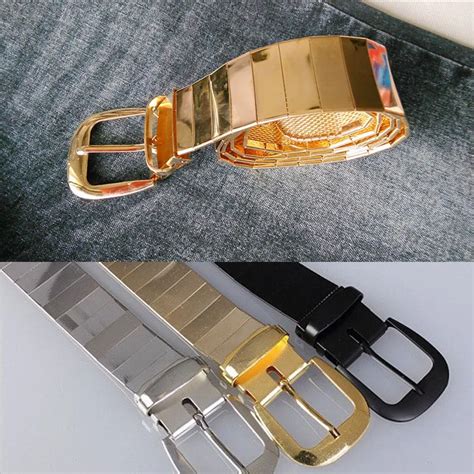 fashion men  metal alloy belts metal pin buckle metal belt gold silver black men