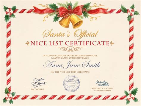 nice list certificate template    printable elf