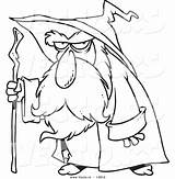 Wizard Coloring Pages Cartoon Old Outline Vector Cane Using His Color Oz Illustrations Getcolorings Leishman Ron sketch template