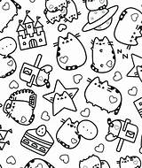 Coloring Kawaii Pusheen Pages Cat Adult Printable Cute Book Para Colorear Colouring Dibujos Sheets Rocks Collage Cats Stars Color Print sketch template
