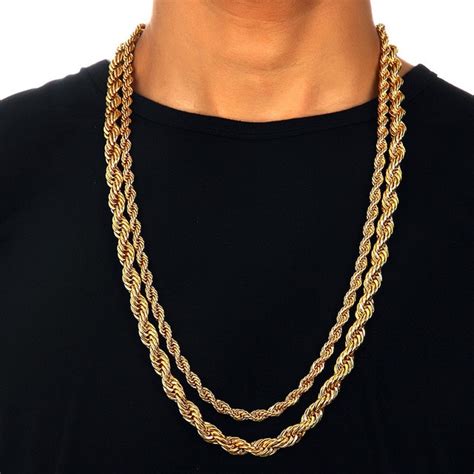 mens mmmm thick  long solid rope chain gold color twisted long