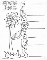 Poetry Coloring Poem Pages Acrostic Kids Classroom Printables Poems Doodles Color Flower Visit Writing Autograph Kindergarten sketch template