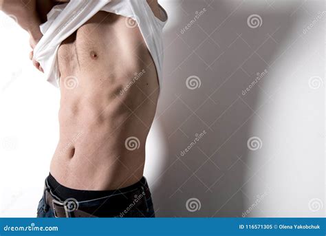 Pleasant Youthful Guy Is Undressing Stock Image Image Of Health