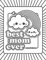 Coloring Mom Pages Ever Kawaii Birthday Printable Happy Thank Sheets Dad Cute Colouring Mothers Drawing Mother Rainbow Color Print Food sketch template