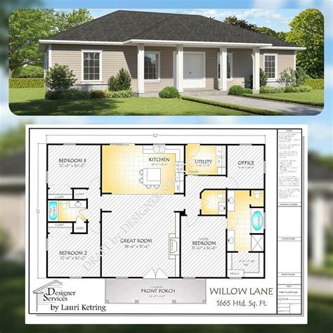 willow lane custom home house building plans  sf    file     email