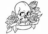 Skull Coloring Pages Skulls Roses Flowers Rose Sugar Drawing Easy Skeleton Cool Outline Printable Calavera Crosses Print Drawings Deer Flames sketch template