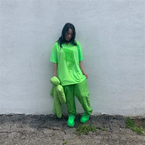 The Green T Shirt Worn By Billie Eilish On His Account