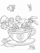 Alice Wonderland Coloring Pages Disney Printable Color Party Merveilles Des Tea Kids Colouring sketch template