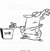 Cartoon Box Vote Ballot Coloring Outline Vector Man Putting Into His Voting Leishman Ron Royalty sketch template