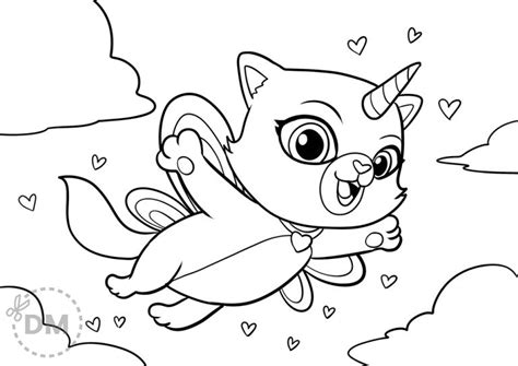 unicorn kitty coloring page cat rainbow illustration diy magazinecom