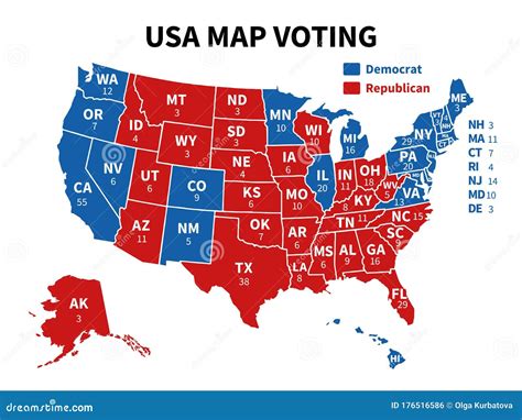 usa map voting presidential election map  state american electoral votes showing