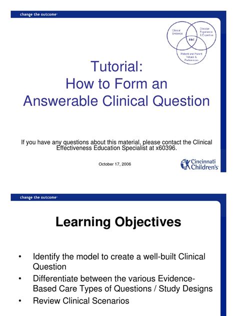 form  answerable pico question evidence based medicine