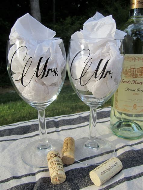 Mr Mrs Wedding Wine Glasses Personalized Wine Glasses