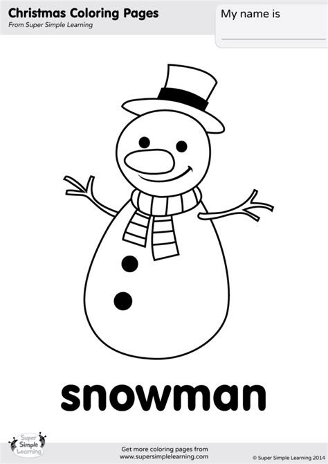 snowman coloring page super simple