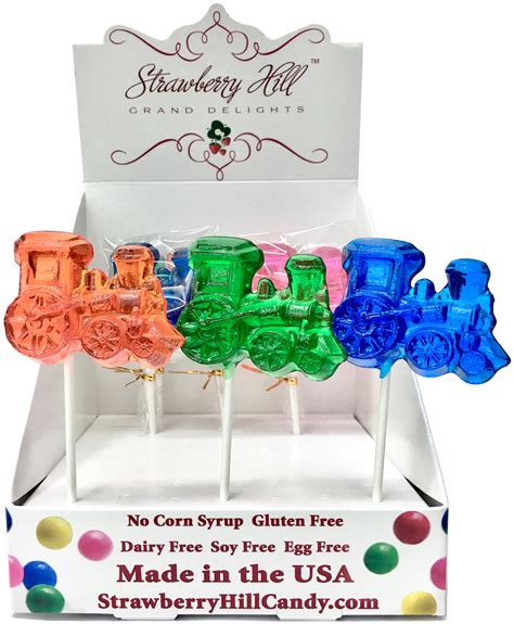 assorted train lollipop strawberry hill candy