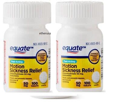 equate fast acting motion sickness relief tablet mg ct  pack