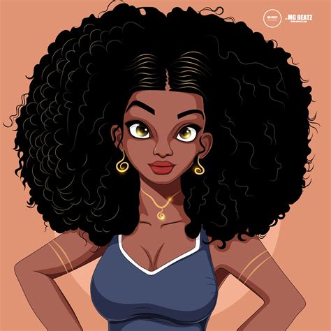 artstation beautiful afro girl cartoon illustration  muthaphuli