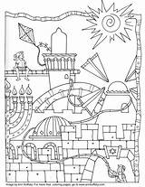 Jerusalem Coloring Pages Jewish Hanukkah Printable Worksheets Clipart School Sheets Kids Color Holy Hebrew Israel Shabbat Southwest Activities Rebuilding Walls sketch template
