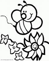 Bee Bumble Printable Coloring Template Clipart Pages Flower Kids Cute Library sketch template