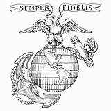 Usmc Marines Ega Corp Lineart Semper 800sq Effortfulg Logovector Fidelis Eagle sketch template