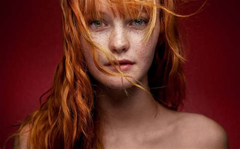 wallpaper women redhead portrait long hair bare