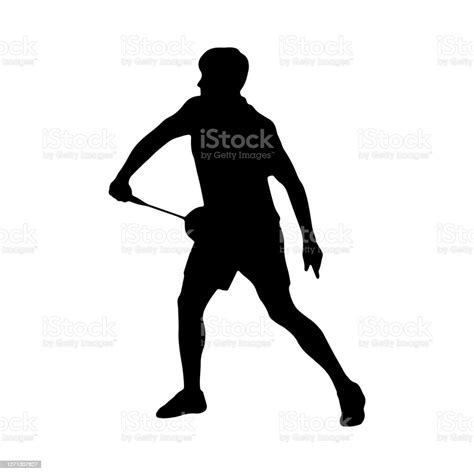 Badminton Silhouette Of A Man Performing A Defensive Shot Vector