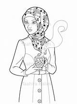 Hijabi Muslimah Hijab Boyama Seç sketch template