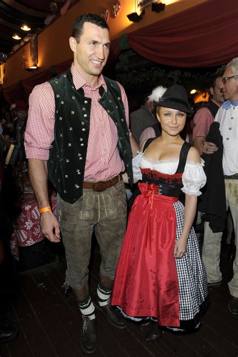 wladimir klitschko and hayden panettiere stars wearing oktoberfest