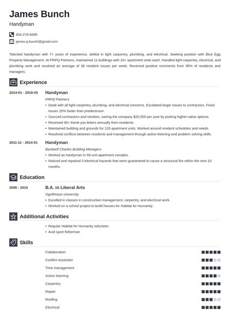 handyman resume  template iconic resume examples resume