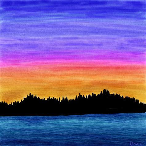 sunset   inlet sunset painting sunrise painting landscape