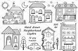 Neighbourhood Clipart Neighborhood Doodle Houses Drawing Vector Transparent Drawn Clip Hand Drawings Etsy Digital Draw Easy Backgrounds Choose Board Sold sketch template