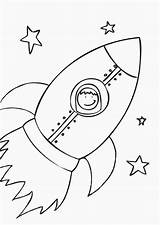 Rocket Coloring Color Space Pages Kids Printable Ship sketch template