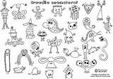 Monster Doodling Shape Coloringhome sketch template