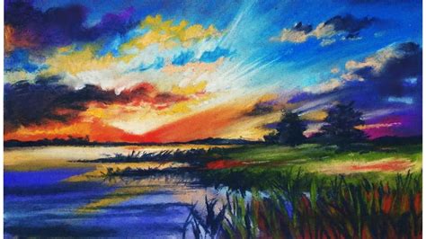 landscape drawing  beginners  soft pastels scenery drawing