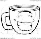 Coffee Cup Coloring Cartoon Clipart Grinning Happy Pages Thoman Cory Cups Outlined Vector Royalty sketch template
