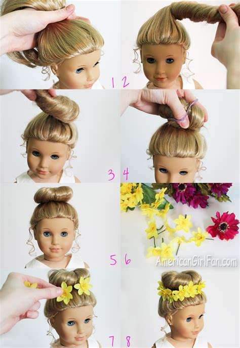 doll hairstyle bun  flower crown americangirlfan
