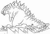 Godzilla Coloring Pages Shin Drawing Easy Print Cartoon Kong Vs King Drawings Popular Paintingvalley sketch template
