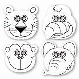 Masks Mask Jungle Animal Partyark Rainforest Safari Coloring Paper Kids sketch template