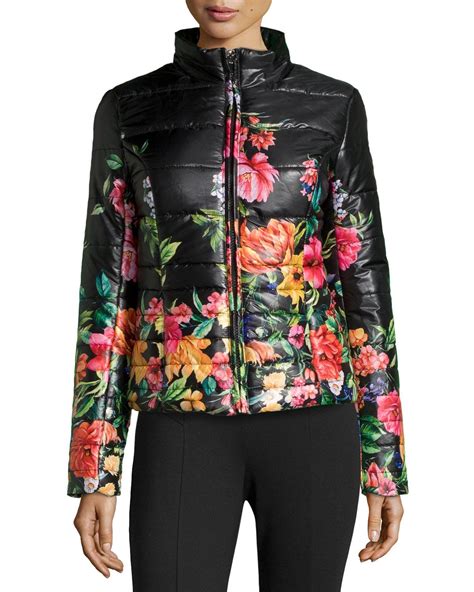Floral Print Puffer Jacket Caviar Jackets Puffer Jackets Skiing Outfit