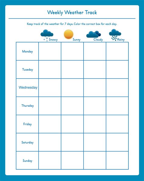 printable weather chart  kindergarten     printablee