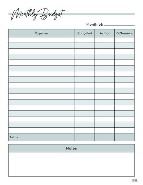 monthly budget planners   printables printabulls